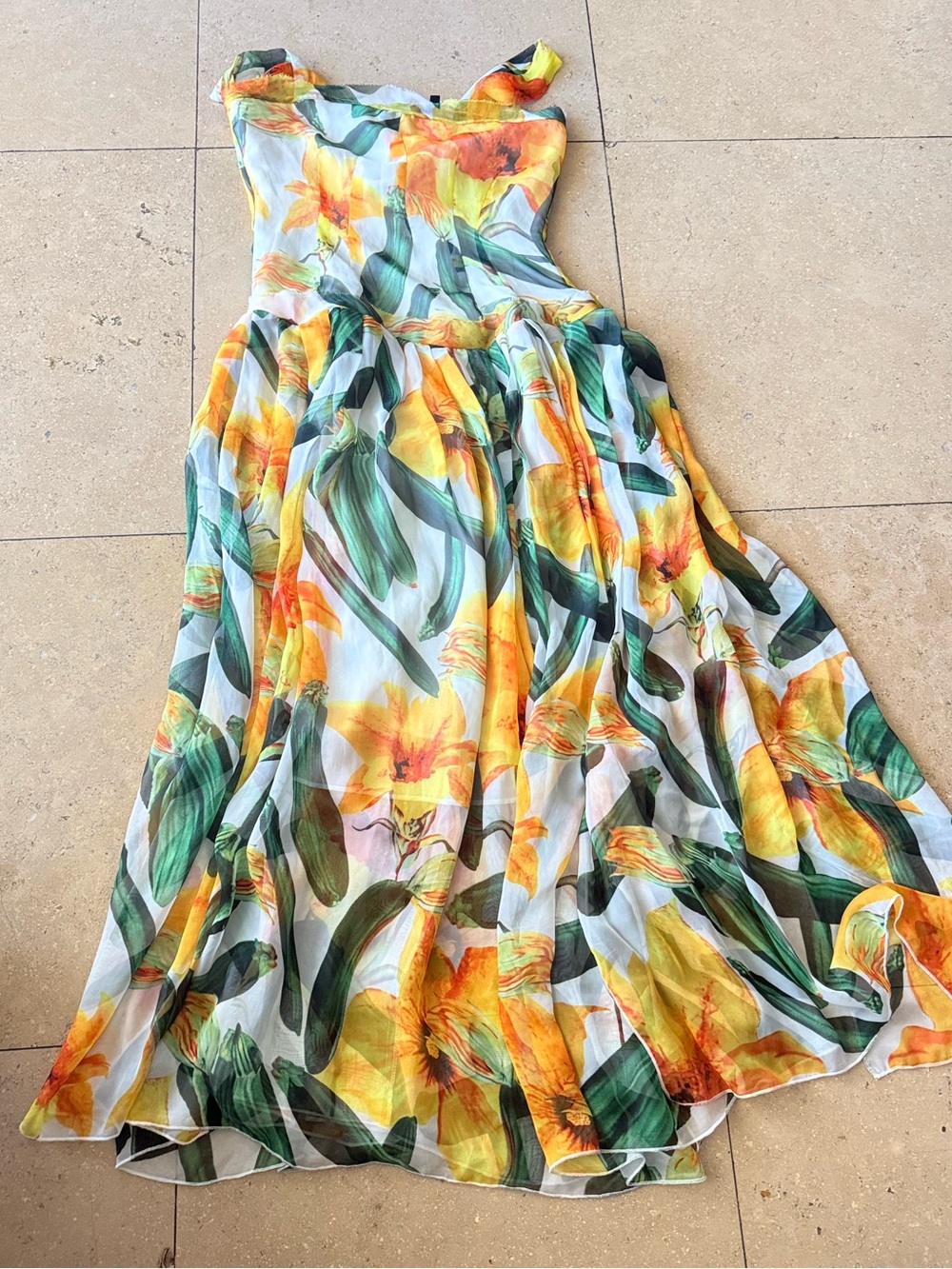 Dolce & Gabbana Yellow and Green Floral Maxi Dress